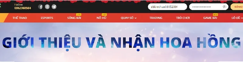 Nhận phần trăm hoa hồng khi giới thiệu người chơi
