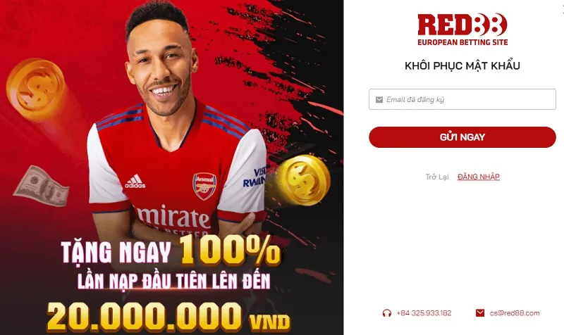 Khôi phục tài khoản Red88 bằng email đã đăng ký