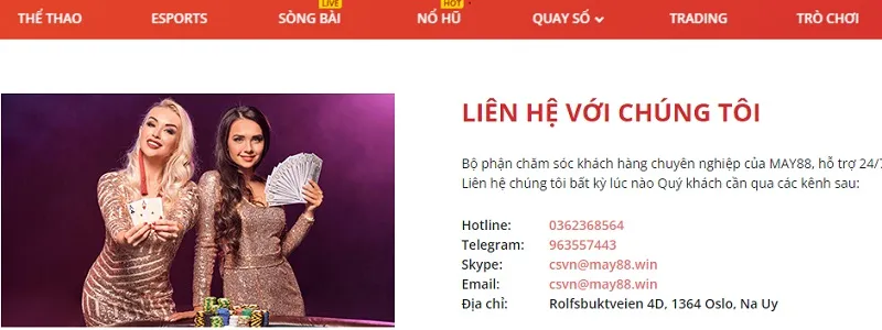 Liên hệ với đội ngũ nhân viên May88 để được tư vấn, giúp đỡ