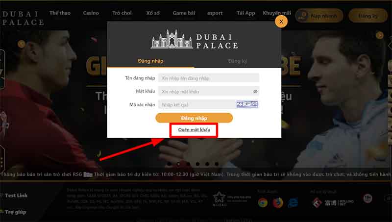 Quên mật khẩu Dubai Palace