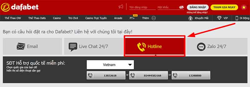 Sử dụng Hotline