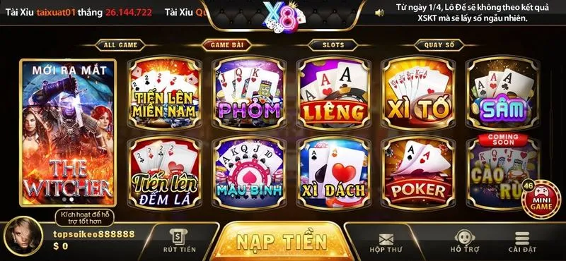 Giao diện ấn tượng tại x8 club