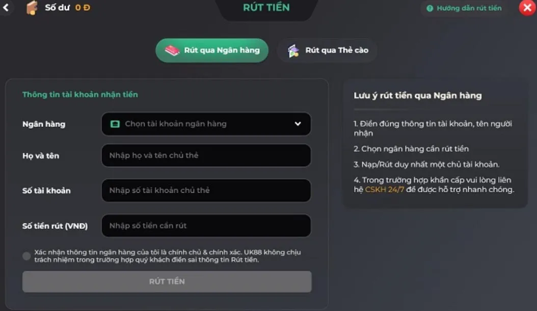Rút tiền UK88