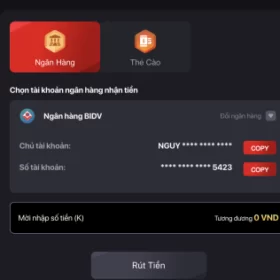 Rút tiền từ XO88 về tài khoản ngân hàng cực kỳ đơn giản và an toàn